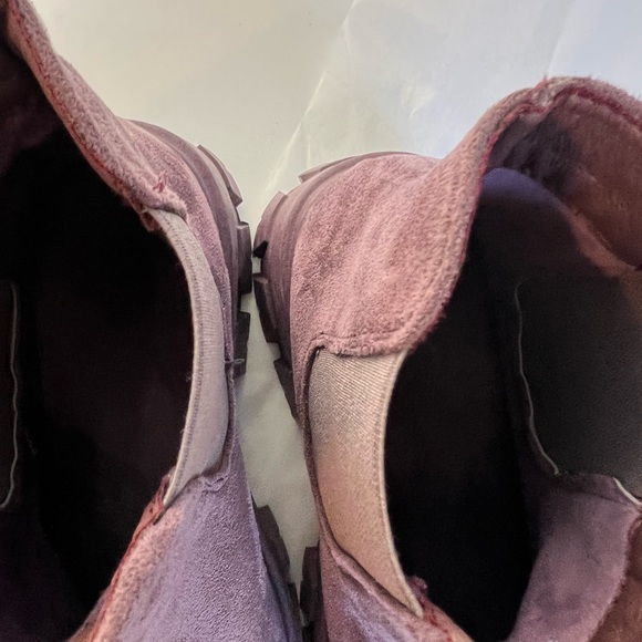 CLAUDIA PURPLE COMBAT CHUNKY MOTO ROUND TOE SHORT PULL ON BOOTS - Picture 7 of 10